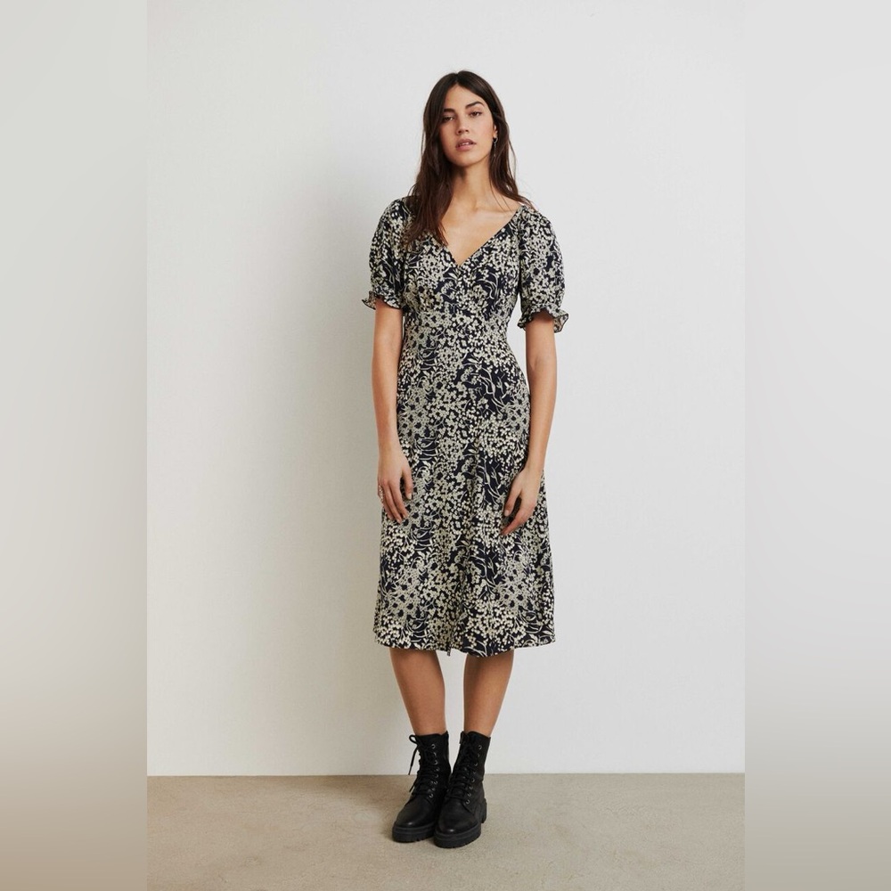 ba&sh Macha Floral Mid Wrap Dress Blue Size Small/1
